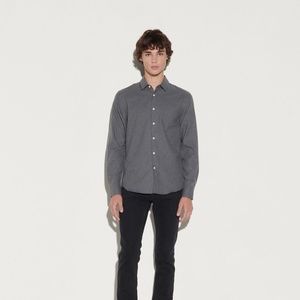 Sandro Men's Flannel Shirt in Mocked Gray, M